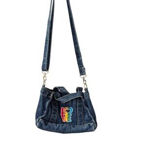 Denim Purse Flower Power Purse Daisy Rainbow Jean Bag Y2K Boho Hippie Cottage